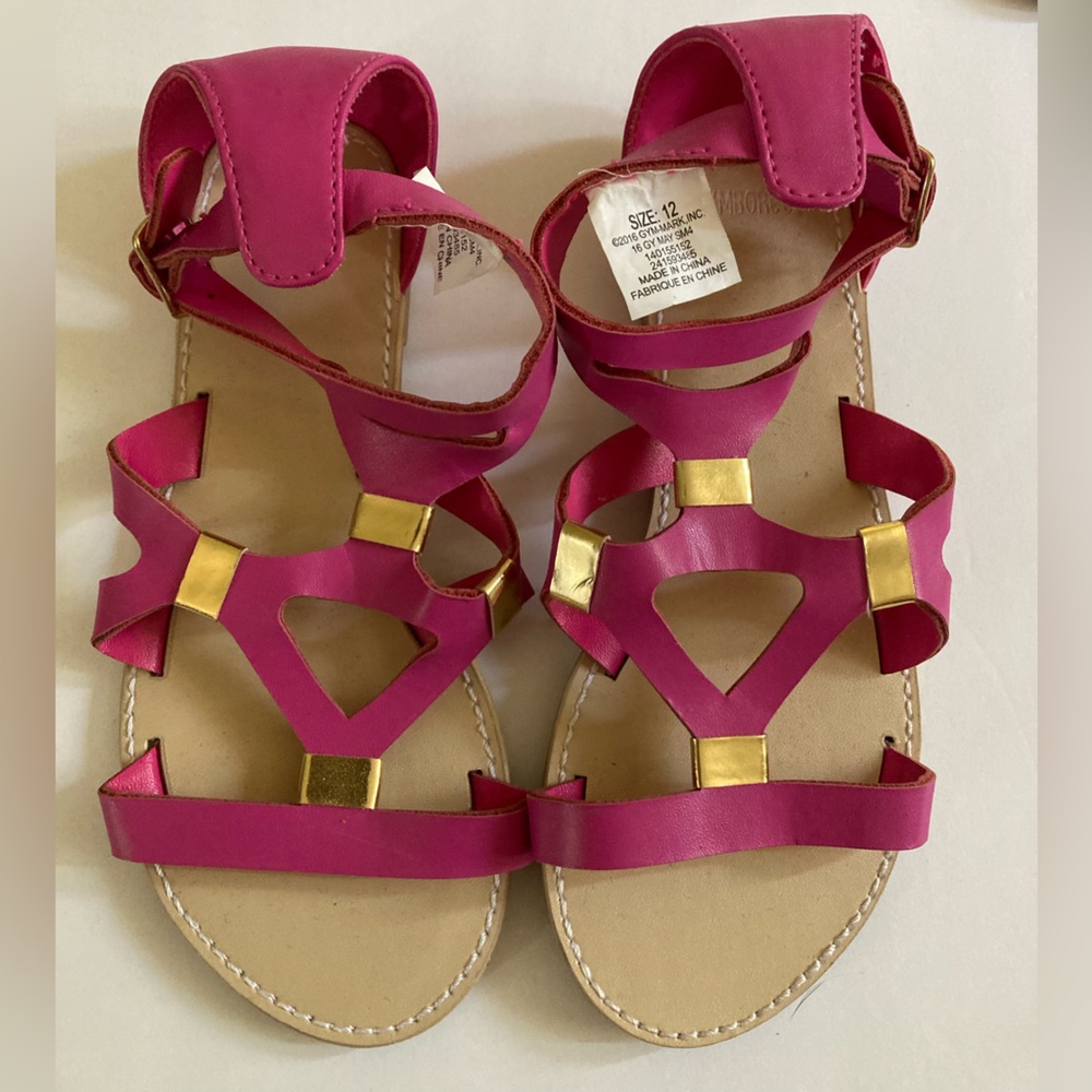 🌸Gymboree New Pink & Gold Metal Detail on Straps Spring Summer Sandals #H